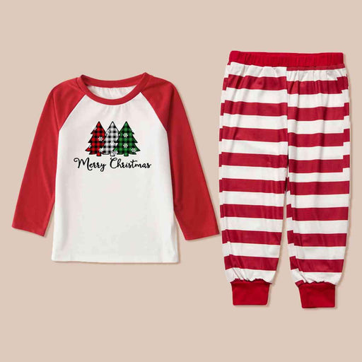 Festive Christmas Kids' Holiday Ensemble: Joyful Graphic Top with Striped Pants