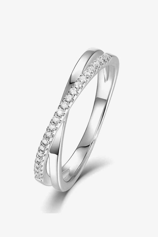 Radiant Crisscross Moissanite Silver Ring - Timeless Elegance Captured