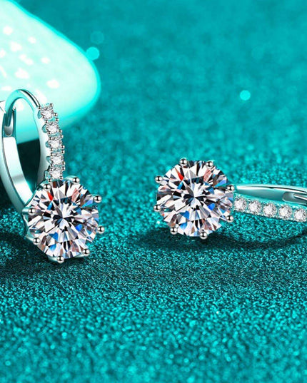 Elegant 4 Carat Certified Lab-Grown Diamond Silver Earrings with Zircon Accents and Warranty