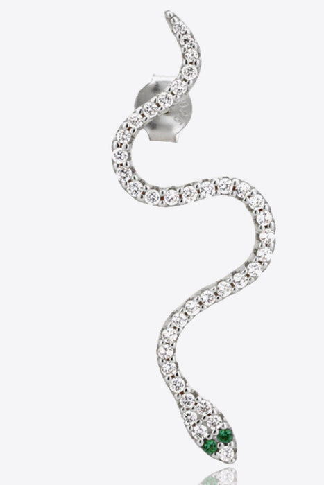 Platinum and 18K Gold Snake Earrings with Zircon Embellishments