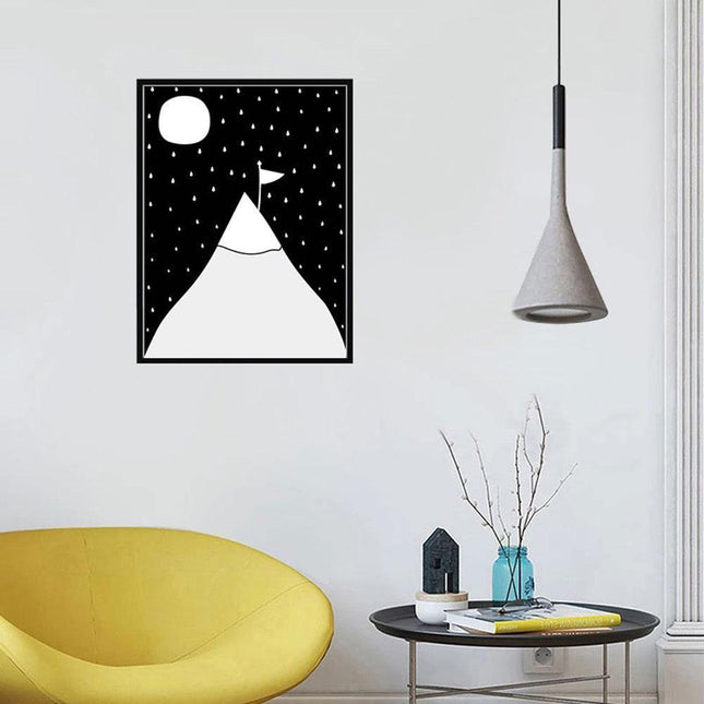 Charming Monochrome Cartoon Animal Canvas Art - Playful Home Accent