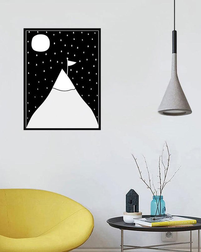 Charming Monochrome Cartoon Animal Canvas Art - Playful Home Accent