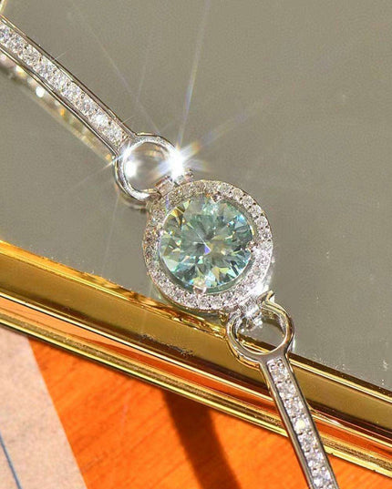 Elegant Moissanite-Studded Sterling Silver Bangle with Sparkling Zircon Details