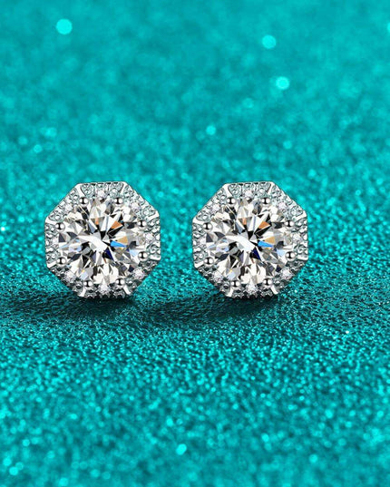 Radiant Charm: 2 Ct Moissanite Sterling Silver Stud Earrings with Rhodium Coating - Gift Box Included