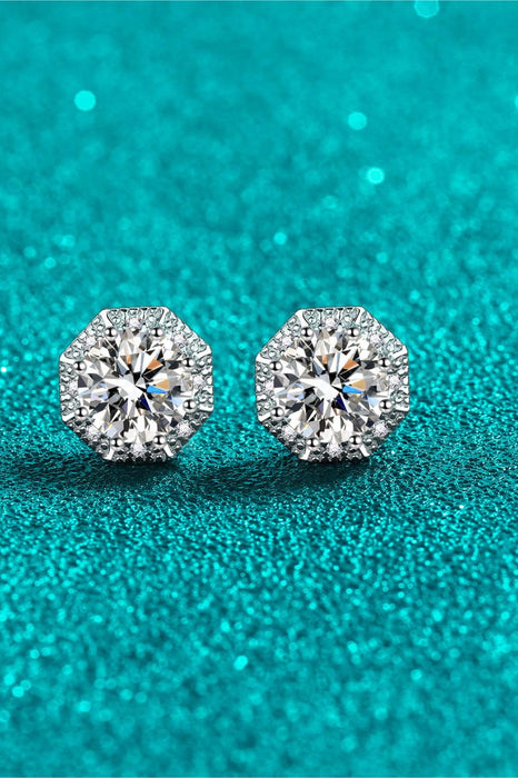 Radiant 2 Carat Moissanite Sterling Silver Stud Earrings with Rhodium Plating - Jewelry Box Included