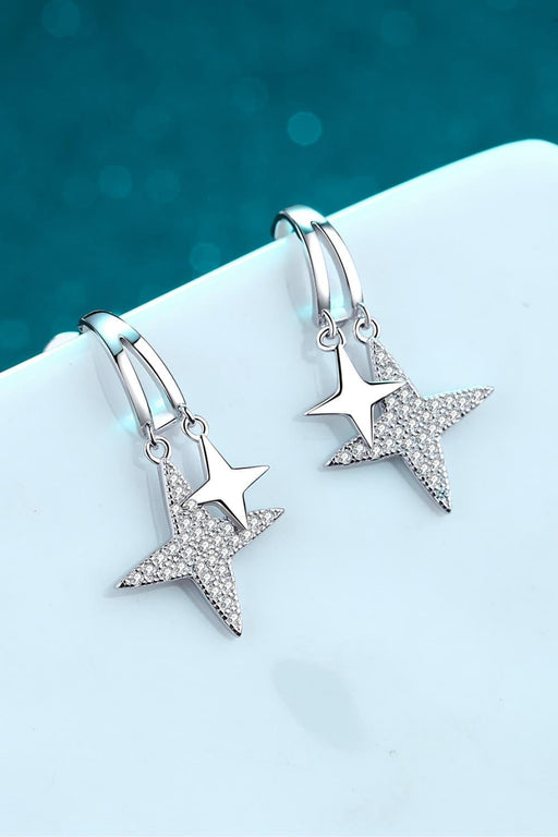 Glistening Lab-Diamond Star Dangle Earrings