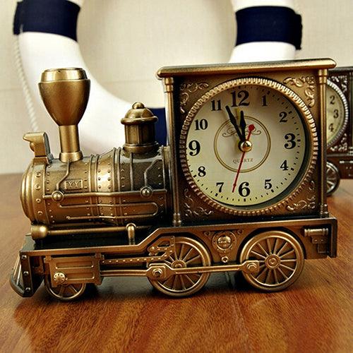 Vintage Locomotive Train Alarm Clock - Antique Engine Design Table Desk Decor - Très Elite