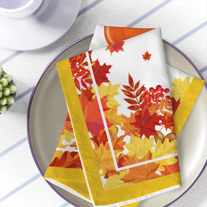 19"x19" Autumn Yellow leaves Fall Napkin, Set of 4