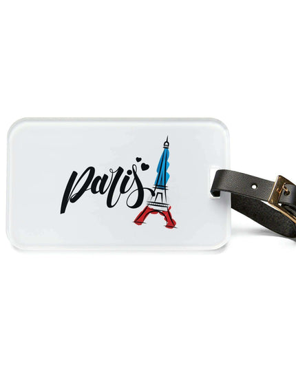 Elegant Parisian Journey: Custom Acrylic Luggage Tag with Leather Strap