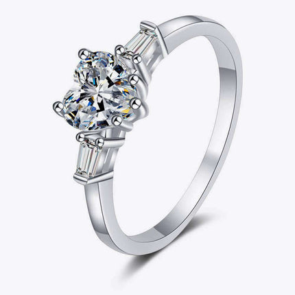 Charming Heart-Shaped Lab-Diamond Ring in Sterling Silver: A Touch of Elegance