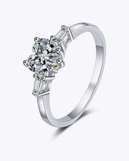 Charming Heart-Shaped Lab-Diamond Ring in Sterling Silver: A Touch of Elegance