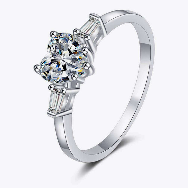 Charming Heart-Shaped Lab-Diamond Ring in Sterling Silver: A Touch of Elegance