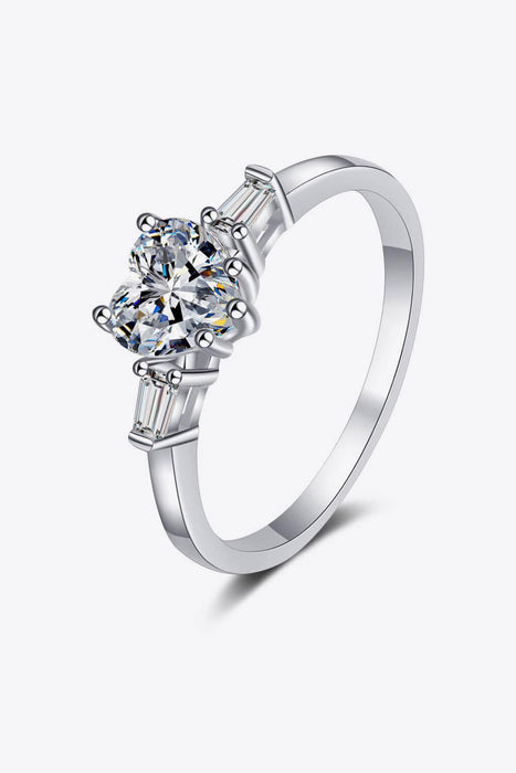 Elegant Heart-Shaped Moissanite Ring in Sterling Silver for Sophisticated Charm