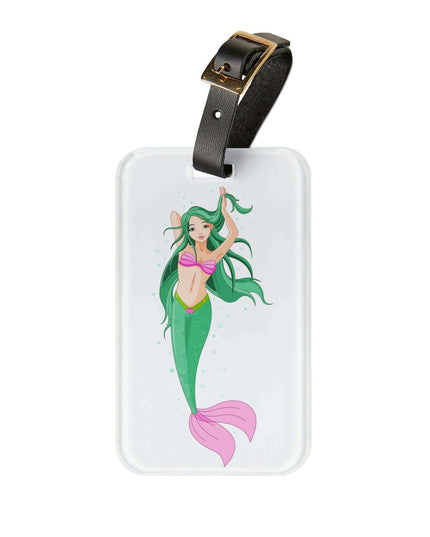Chic Mermaid-Inspired Luggage Tag with Adjustable Leather Strap