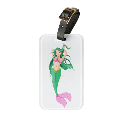 Mermaid Elegance Acrylic Luggage Tag with Customizable Leather Strap