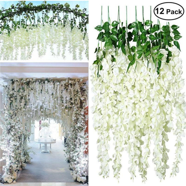 45-Inch Elegant Silk Wisteria Flower Set - Pack of 12 for Exquisite Home and Event Decoration