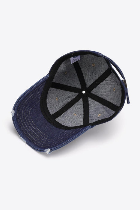Adjustable Cotton Baseball Hat with Distressed Look
