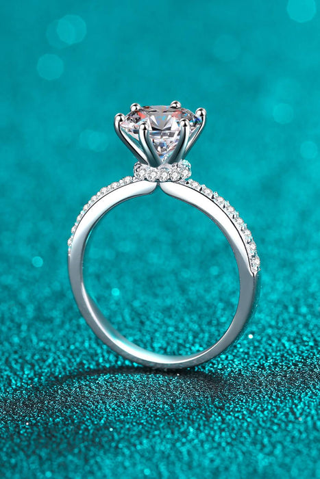 Elegant 2 Carat Moissanite and Zircon Sterling Silver Ring - Sophisticated Design