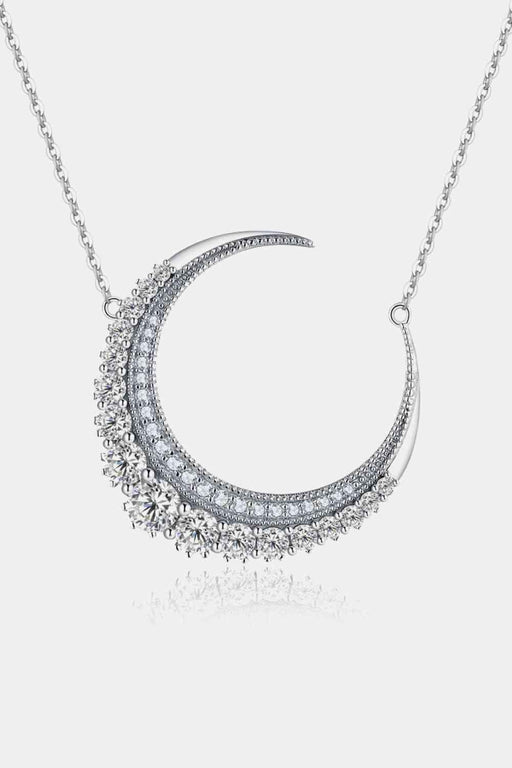 Celestial Elegance Moissanite Crescent Necklace with 1.8 Carat Gem