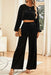 Chic Balloon Sleeve Polyester Top and Pants Set