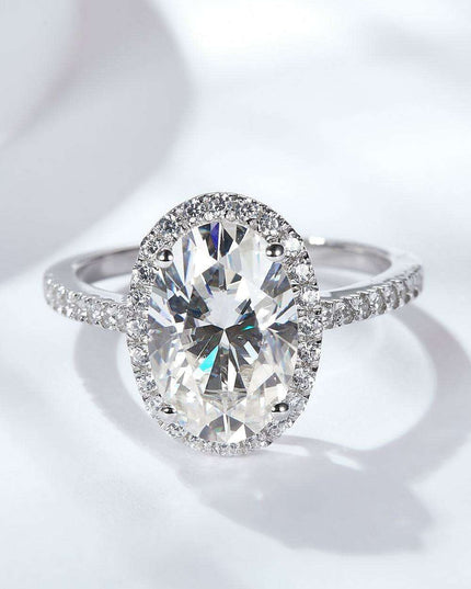 Luxurious 4.5 Carat Lab-Diamond Halo Sterling Silver Ring Set with Gift Box