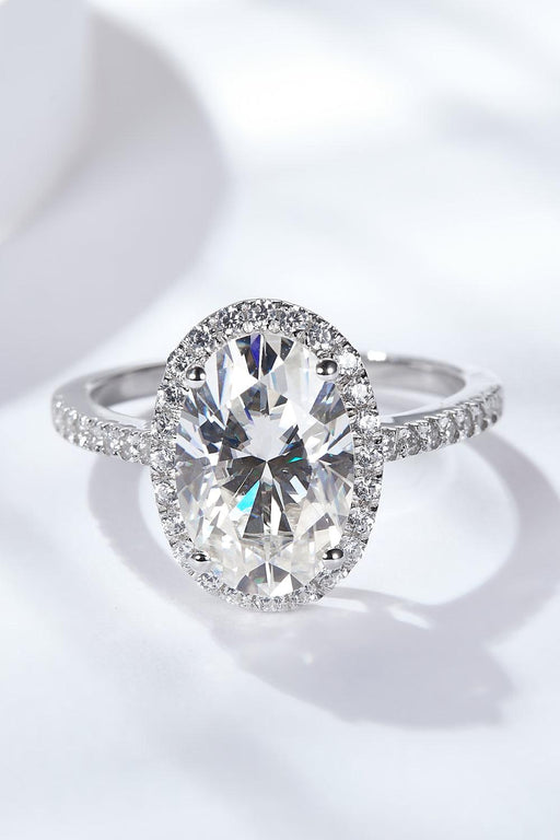 4.5 Carat Moissanite Sterling Silver Halo Ring with Elegant Box
