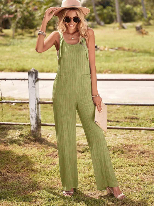 Pocketed Sleeveless Jumpsuit with Round Neck - Versatile and Chic