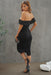Elegant Off-Shoulder Slit Dress with Zip Detail