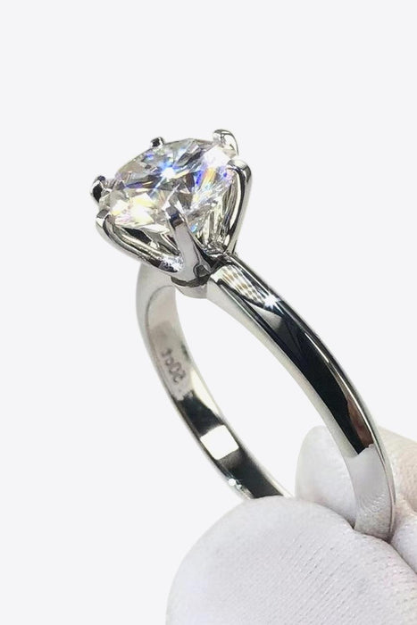 3 Carat Moissanite Sterling Silver Ring with Platinum Plating