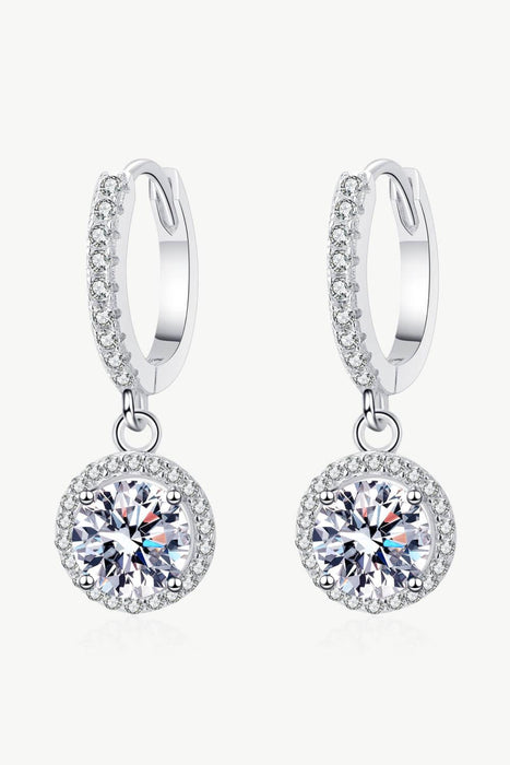 Radiant 925 Sterling Silver Moissanite Drop Earrings with Rhodium Finish