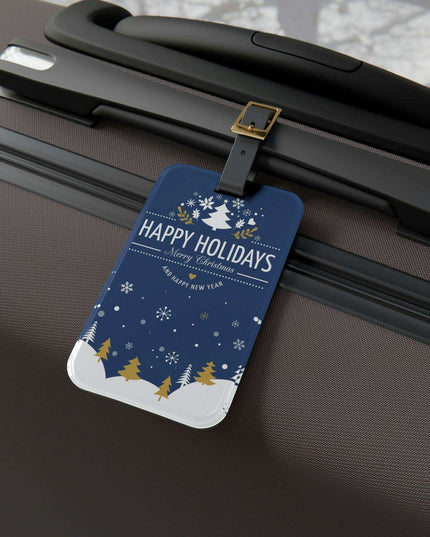 Elegant Winter Journey Luggage Tag: Stylish Acrylic & Leather Accessory for Your Travels
