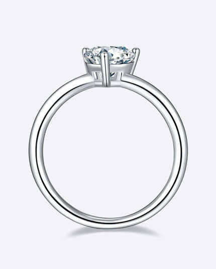 Elegant 1 Carat Platinum-Plated Lab-Diamond Sterling Silver Ring