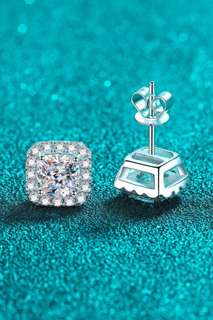 925 Sterling Silver Inlaid 2 Carat Moissanite Square Stud Earrings-Trendsi-Silver-One Size-Très Elite
