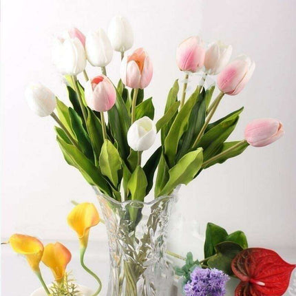 48-Piece Realistic Multi-Color Tulip Artificial Flower Set - Très Elite
