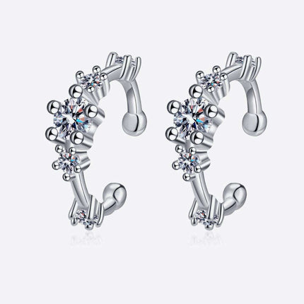 Glamorous Lab-Created Diamond Cuff Earrings with Dazzling Zircon Accents