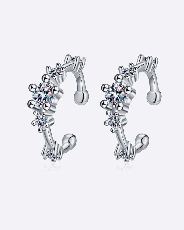 Glamorous Lab-Created Diamond Cuff Earrings with Dazzling Zircon Accents