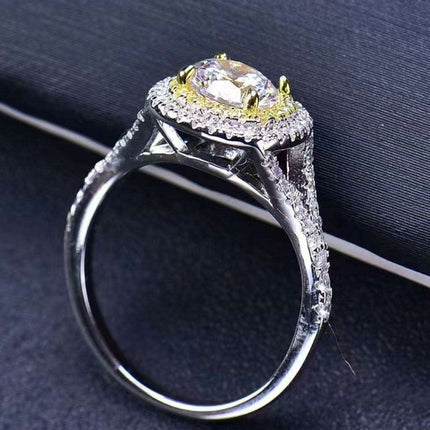 Elegant Two-Tone Lab-Created Diamond Ring with Dazzling Zircon Accents