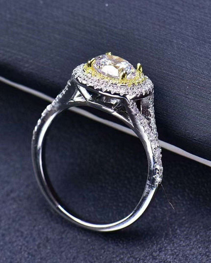 Elegant Two-Tone Lab-Created Diamond Ring with Dazzling Zircon Accents