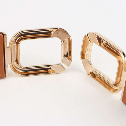 Elegant Geometric Dual Buckle Stretch Belt