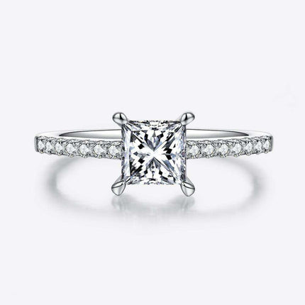 Luxurious Sterling Silver Ring with Lab Grown Diamond and Sparkling Moissanite Accents