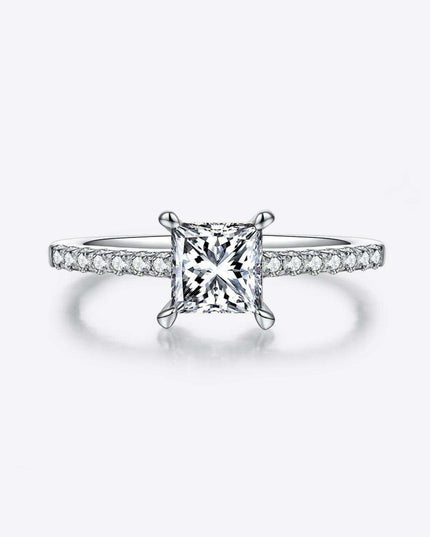 Luxurious Sterling Silver Ring with Lab Grown Diamond and Sparkling Moissanite Accents