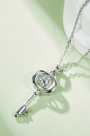 Moissanite Key Pendant Necklace-Trendsi-Silver-One Size-Très Elite