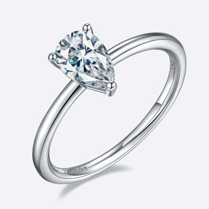 Elegant 1 Carat Platinum-Plated Lab-Diamond Sterling Silver Ring