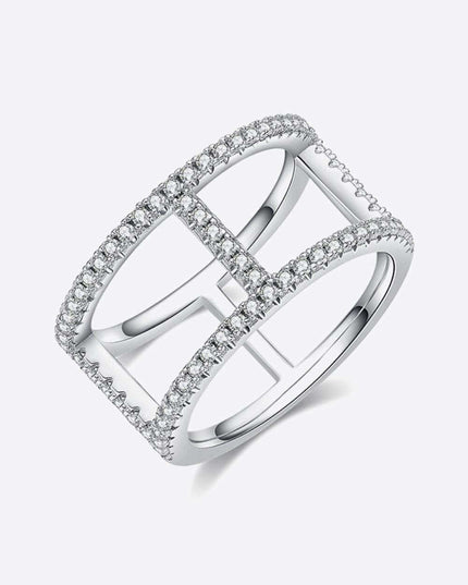Elegant Sterling Silver Ring with Dazzling Lab-Created Diamond Stone