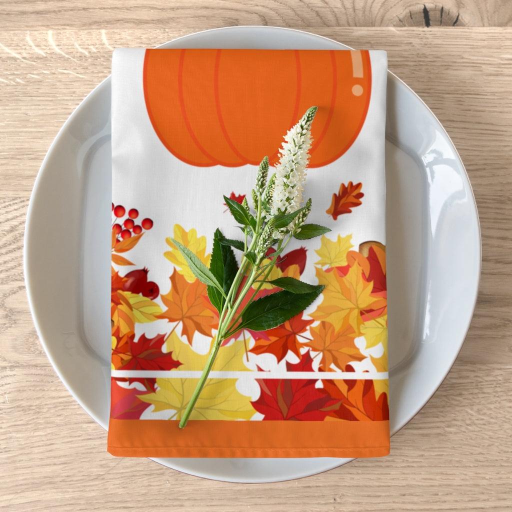 19"x19" Autumn Yellow Orange Leaves Fall Napkin, Set of 4-Home Textiles›Kitchen & Table Linens›Cloth Napkins-Printify-4-piece set-White-19" × 19"-Très Elite