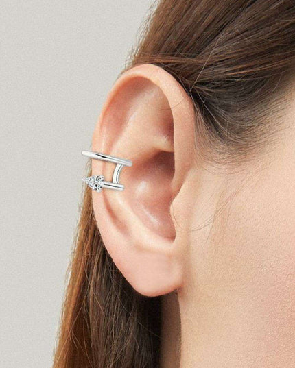 Elegant Moissanite Silver Cuff Earrings - Timeless Luxury with Warranty