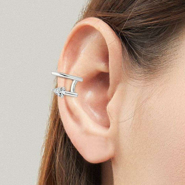 Elegant Moissanite Silver Cuff Earrings - Timeless Luxury with Warranty