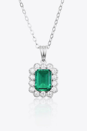 1.5 Carat Lab-Grown Emerald Pendant 925 Sterling Silver Necklace-Trendsi-Mid Green-One Size-Très Elite