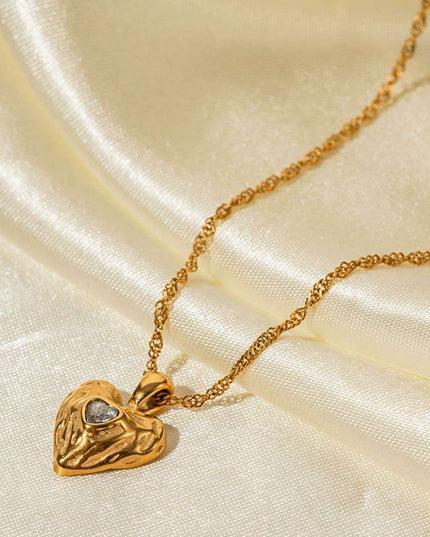 Timeless 18K Gold-Plated Heart Pendant Necklace in Durable Stainless Steel