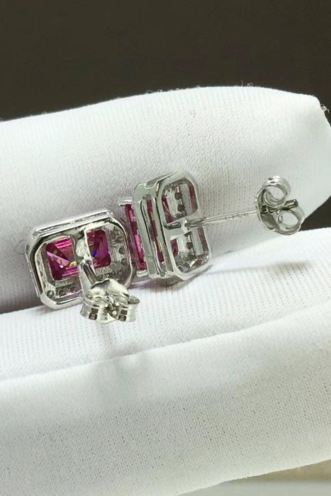 2 Carat Moissanite and Zircon Stud Earrings: Elegant Sterling Silver Platinum Plated Gemstone Jewelry